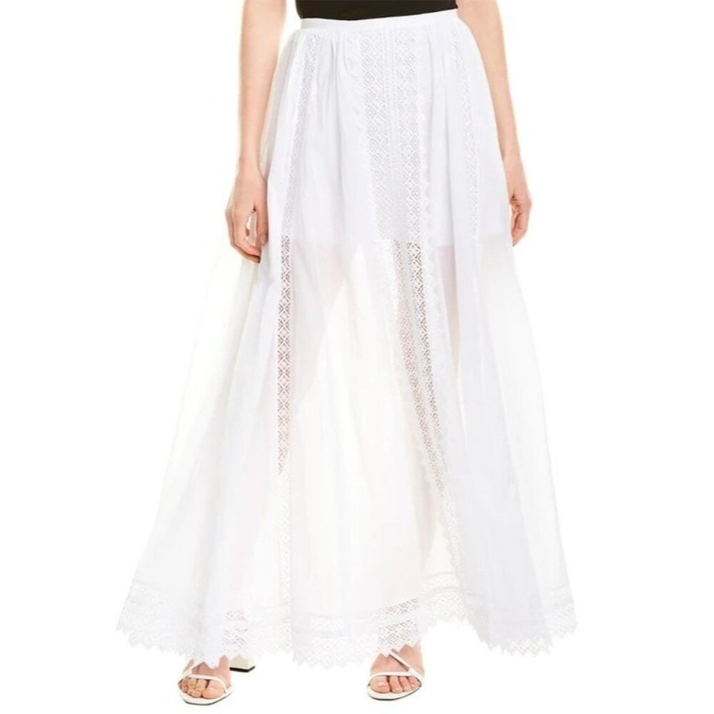 Charo Ruiz NWT Sheer Lace Maxi Skirt White Long Vega Panel Medium